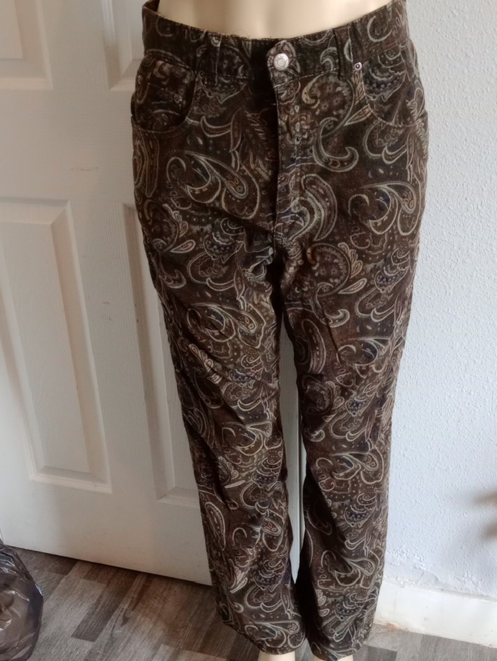 Faviana Brown Paisley Corduroy Trousers
